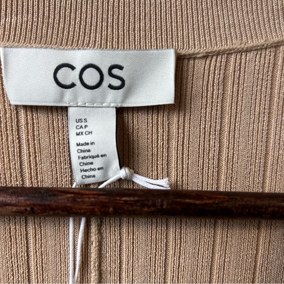 Nwt COS Wide Ribbed V Neck Cardigan Khaki - Picture 5 of 11